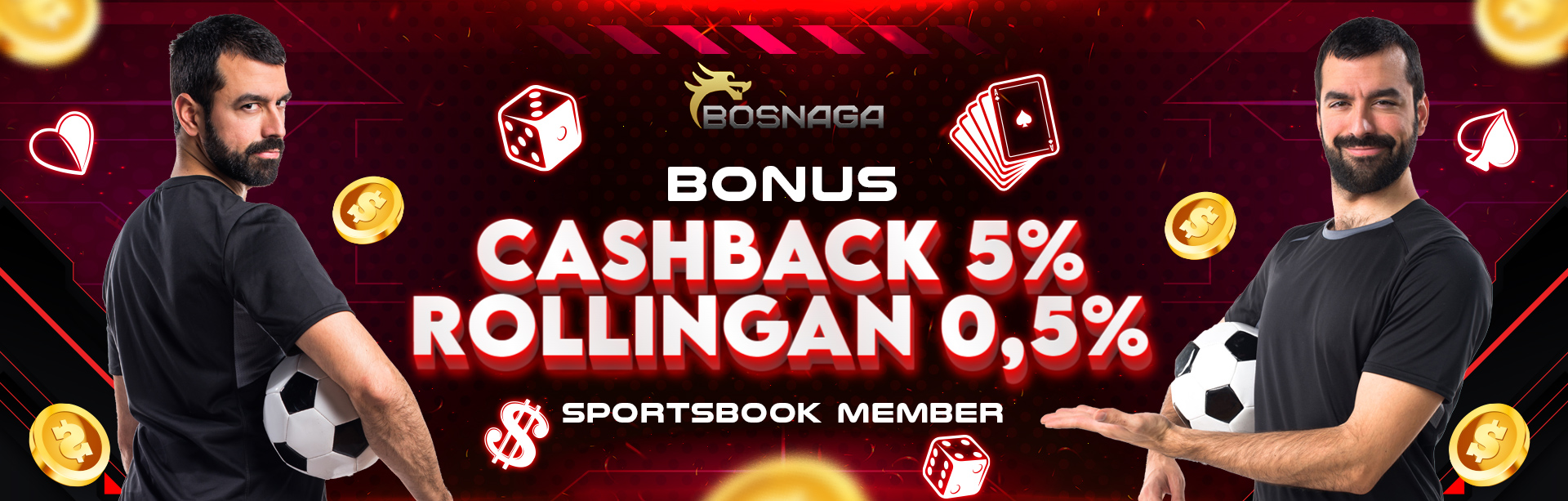 CASHBACK 5% + ROLLINGAN 0,5% SPORTSBOOK